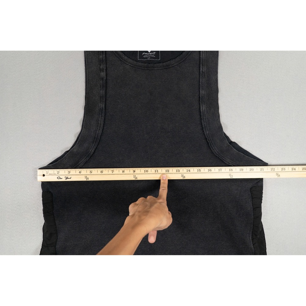 Free People Movement Washed Black Muscle Tank Top Cropped Raw Hem‎ Small image 5